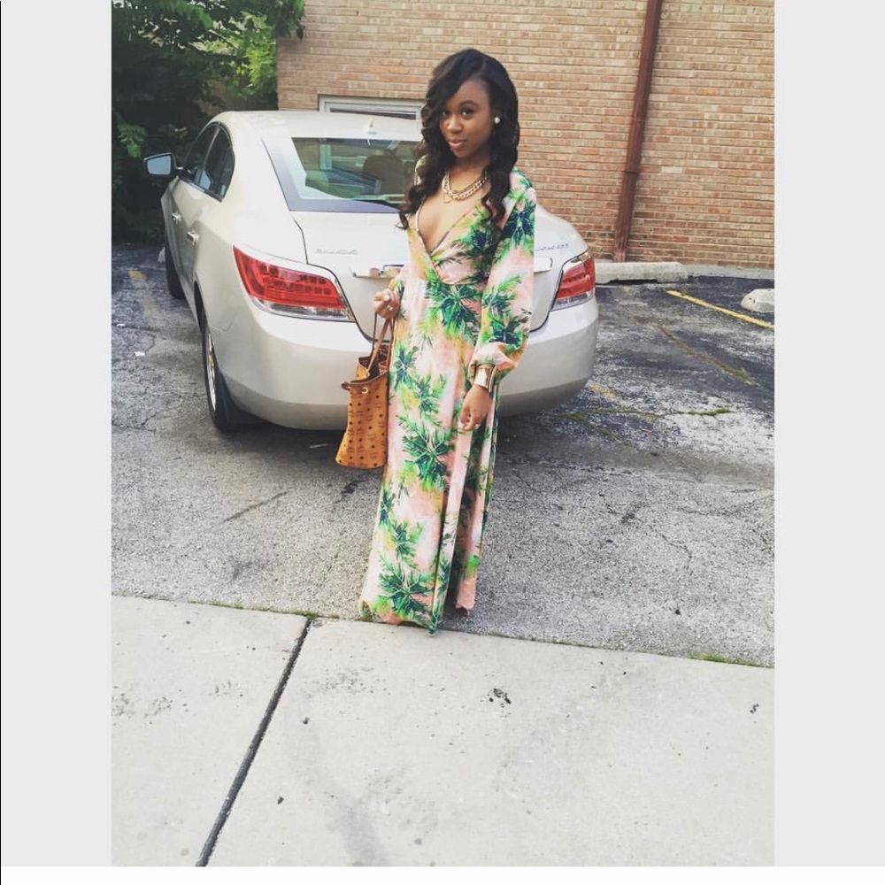 Flowered printed maxi dress